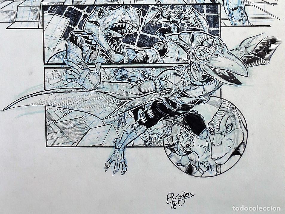 C&oacute;mics: DIBUJO ORIGINAL COMIC - ROGER - ORIGINAL DRAWING COMIC JURASSIC - Foto 2