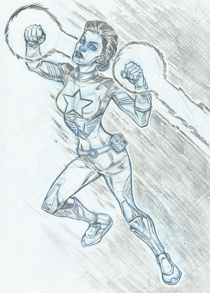 C&oacute;mics: ROGER - 2 DIBUJO ORIGINAL - SUPERHERO - 2 ORIGINAL DRAWING - Foto 2