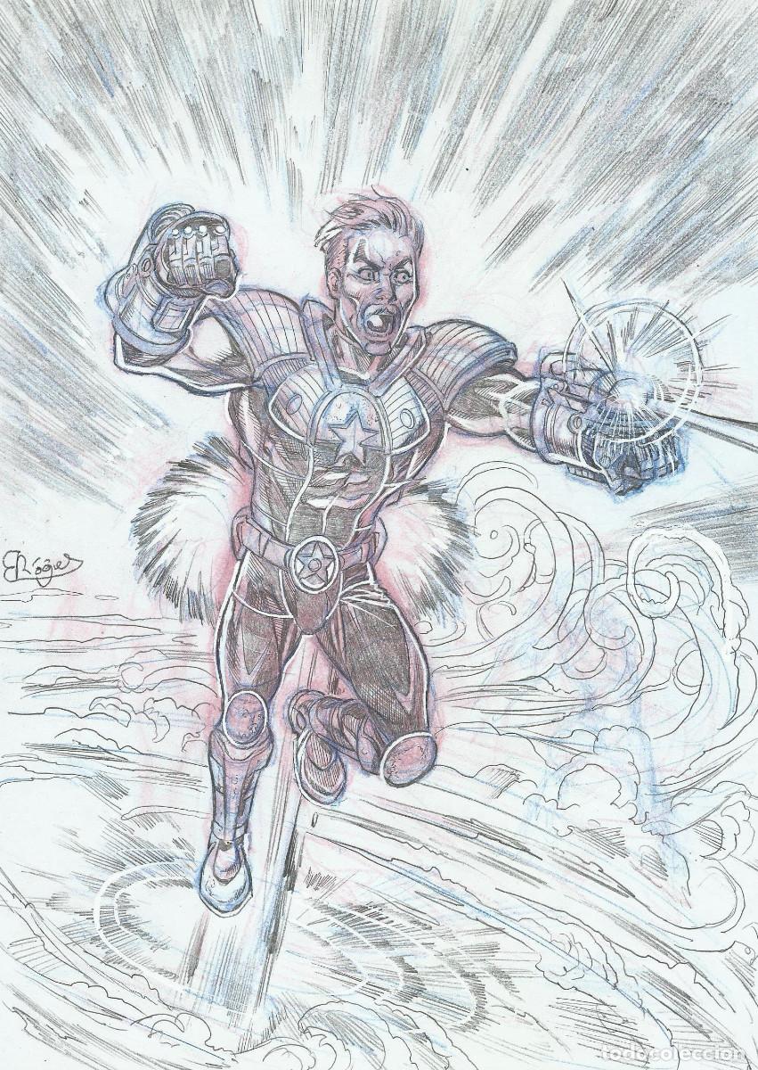 C&oacute;mics: ROGER - 2 DIBUJO ORIGINAL - SUPERHERO - 2 ORIGINAL DRAWING - Foto 2
