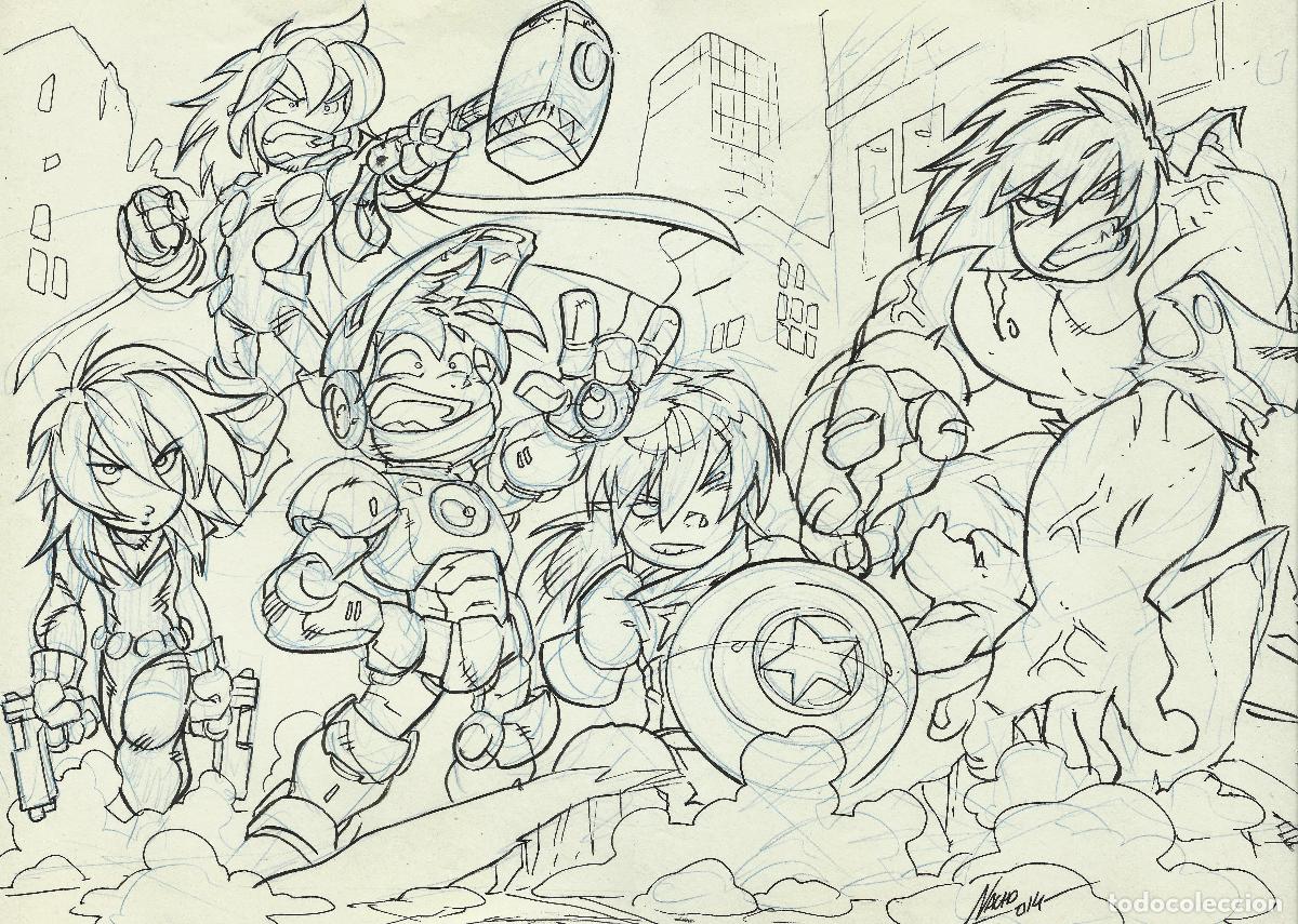 C&oacute;mics: ORIGINAL DIBUJO - VENGADORES - NACHO - Foto 1