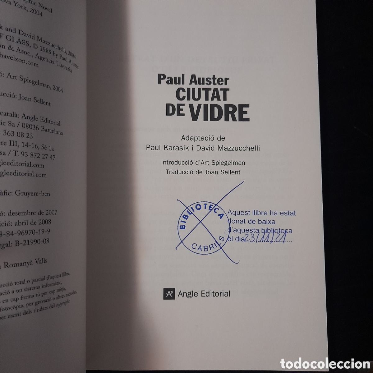 C&oacute;mics: Ciutat de vidre. Paul Auster. 1&ordf; edici&oacute;. Angle Editorial, 2007 - Foto 3