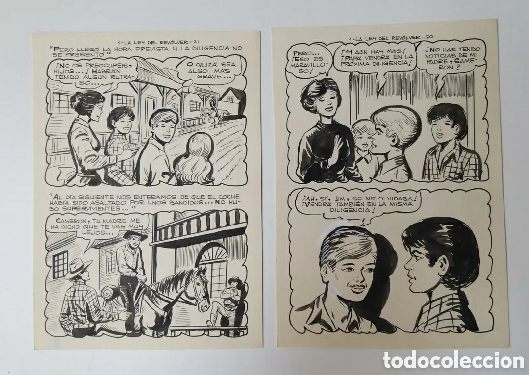 C&oacute;mics: Cameron Kid. Manuel Gago. 2 P&aacute;ginas originales. - Foto 1