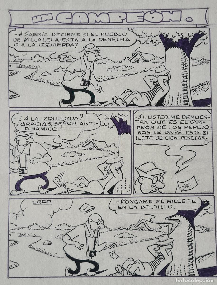C&oacute;mics: URDA- &rdquo;UN CAMPE&Oacute;N&rdquo; ORIGINAL FIRMADO - Foto 2