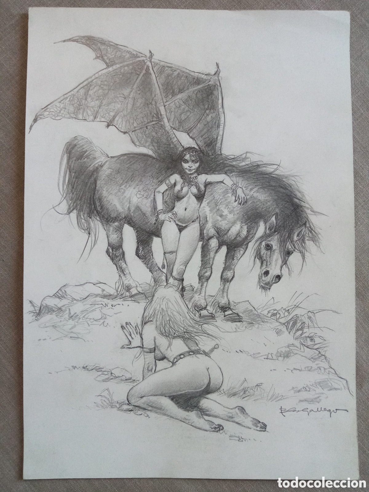 C&oacute;mics: DIBUJO ORIGINAL A L&Aacute;PIZ - BLAS GALLEGO - 23x33 cmts - Foto 1