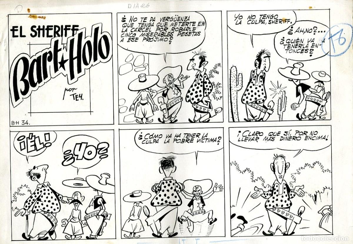 C&oacute;mics: P&aacute;gina Original de Tey (Ripoll) - El Sheriff Bart Holo - Foto 1