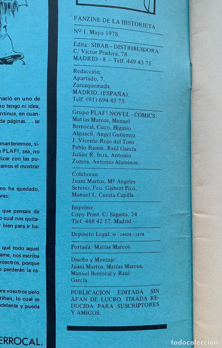 C&oacute;mics: Fanzine Plaf!, n&uacute;m. 1. Madrid, 1978 - Foto 2