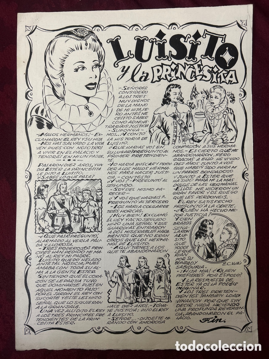 C&oacute;mics: Dibujo original E.C.Valles &ldquo;Luisoto y la princesa&rdquo; - Foto 1
