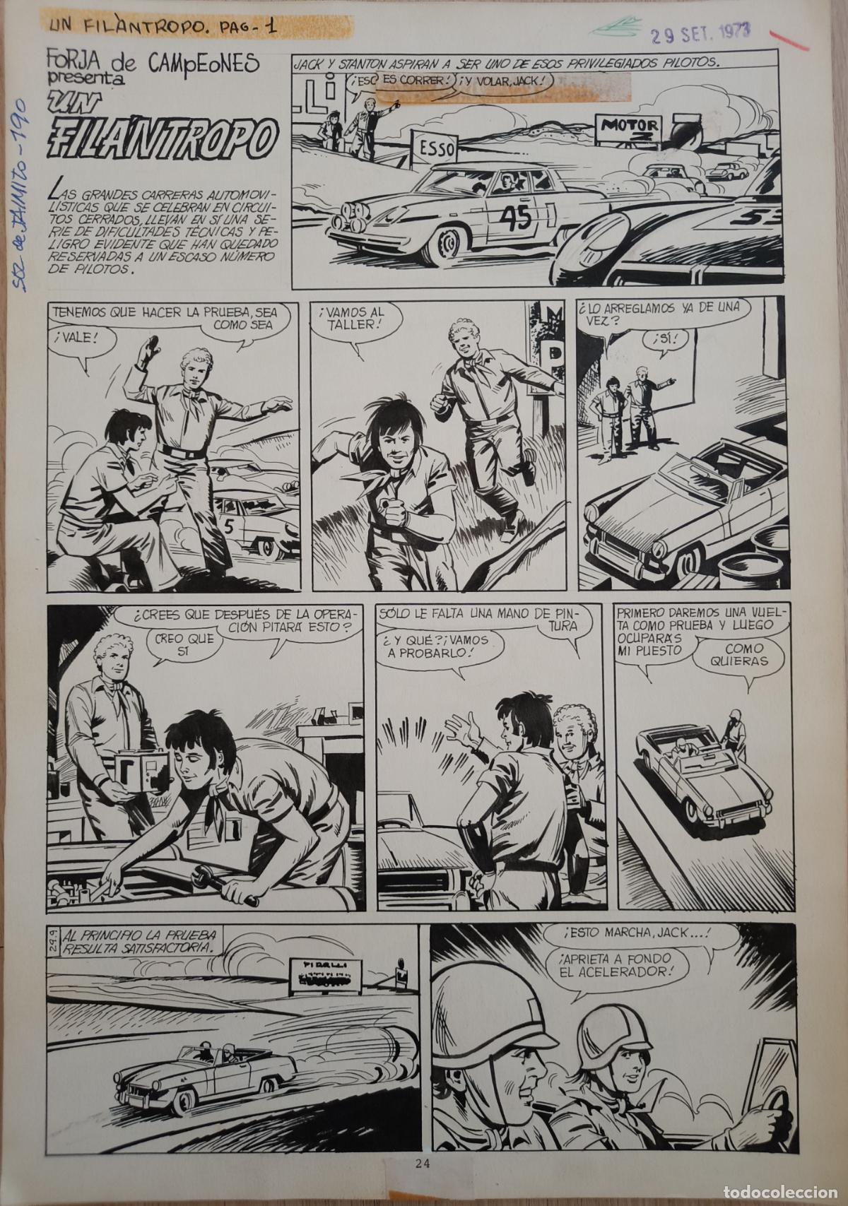DIBUJO ORIGINAL PLUMILLA FORJA DE CAMPEONES UN FILANTROPO 1973 4 HOJAS EX9 | todocoleccion (Buy It Now)