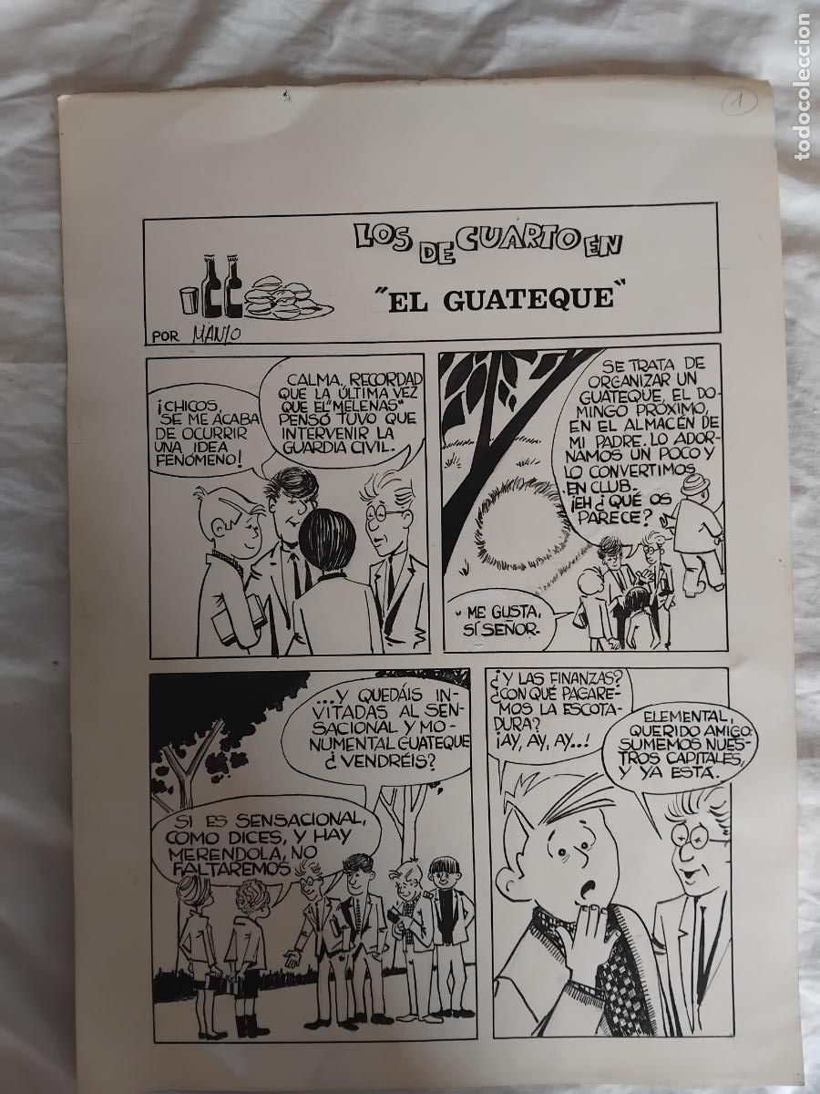 C&oacute;mics: ORIGINAL DE CUATRO PAGINAS . LOS DE CUARTO EN EL GUATEQUE. - Foto 2