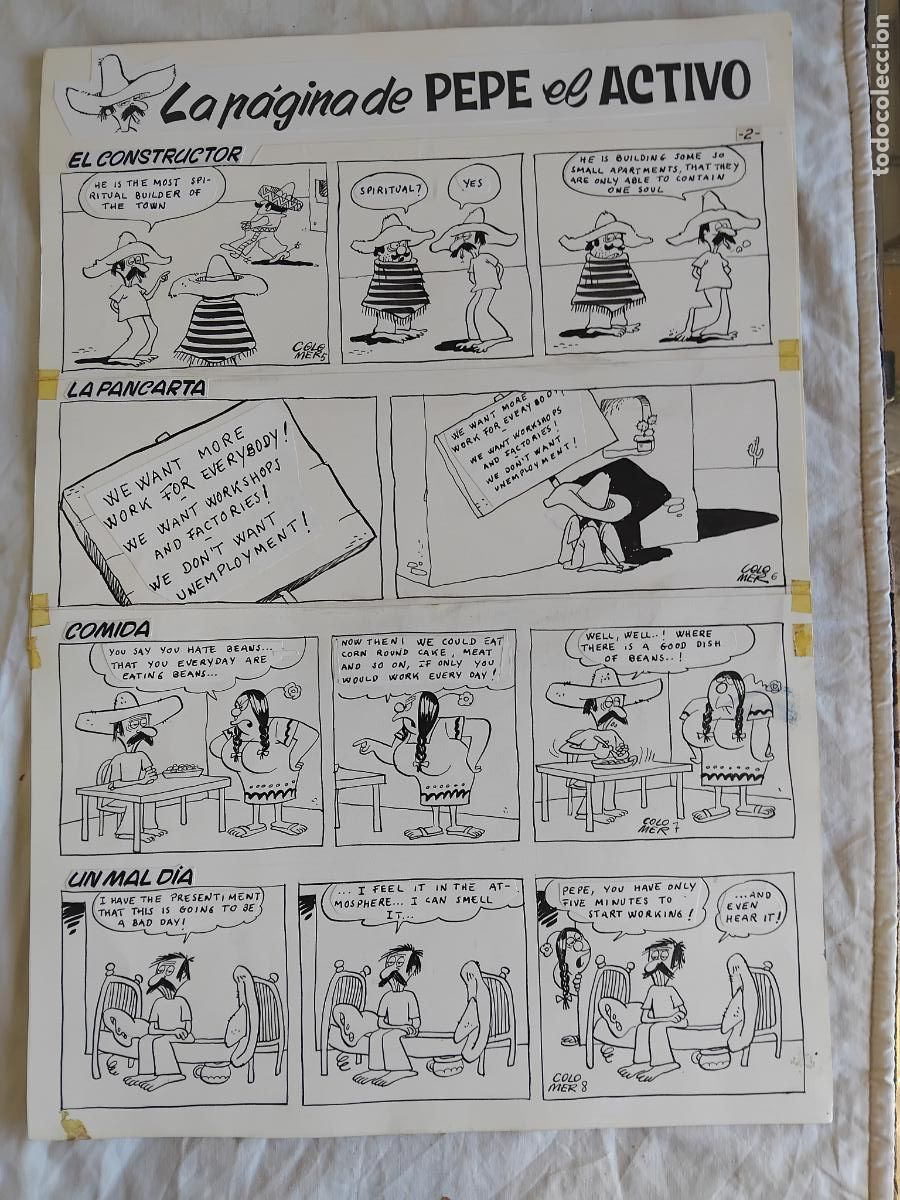 C&oacute;mics: PAGINA ORIGINAL DE COLOMER. PEPE EL ACTIVO. - Foto 1