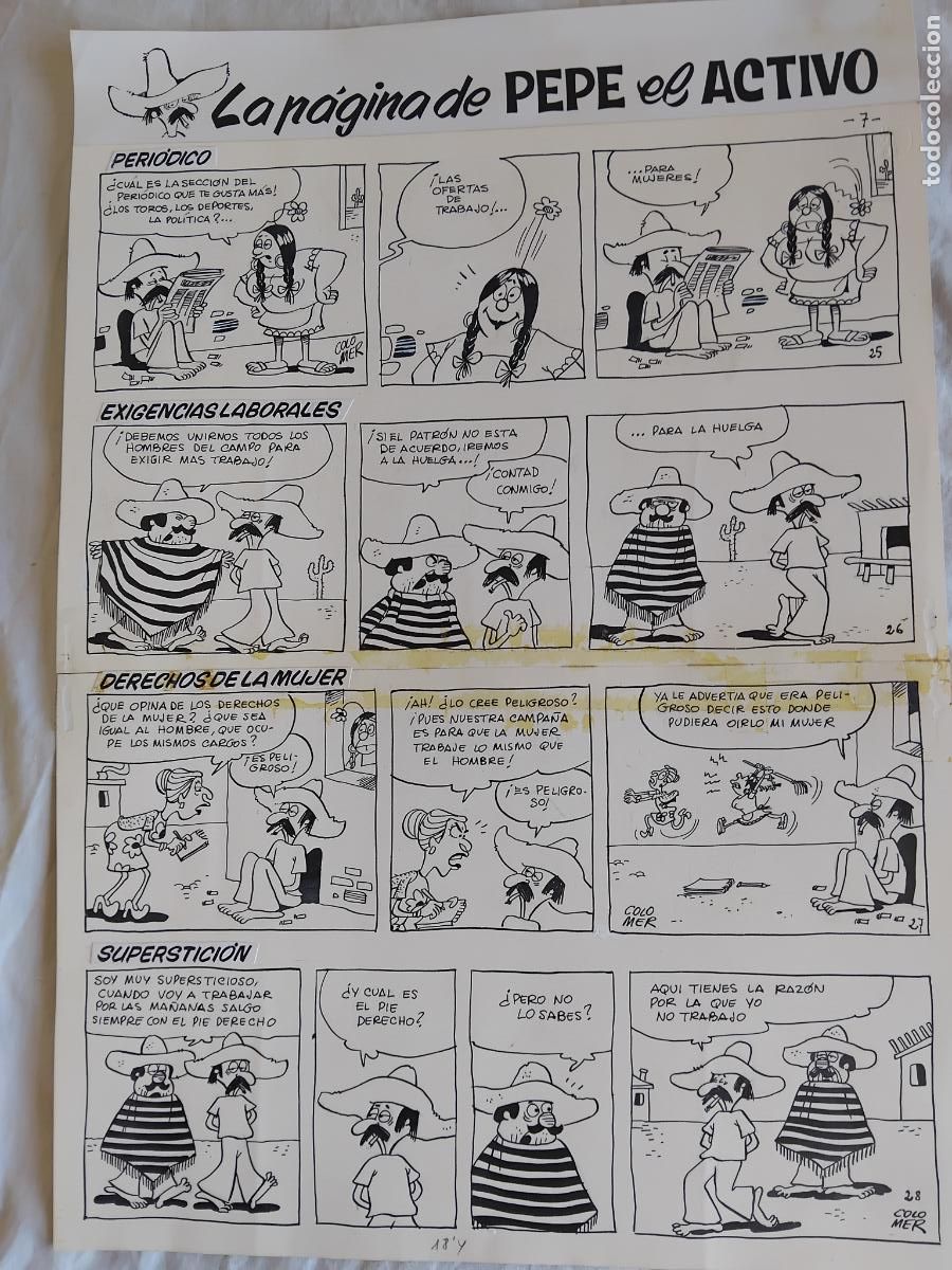 C&oacute;mics: PAGINA ORIGINAL DE COLOMER. PEPE EL ACTIVO. - Foto 1