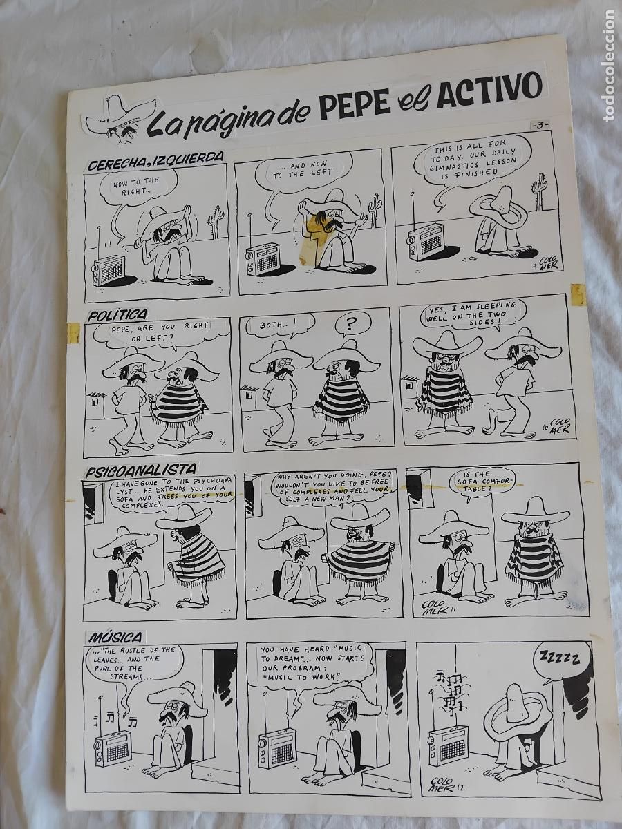 C&oacute;mics: PAGINA ORIGINAL DE COLOMER. PEPE EL ACTIVO. - Foto 1