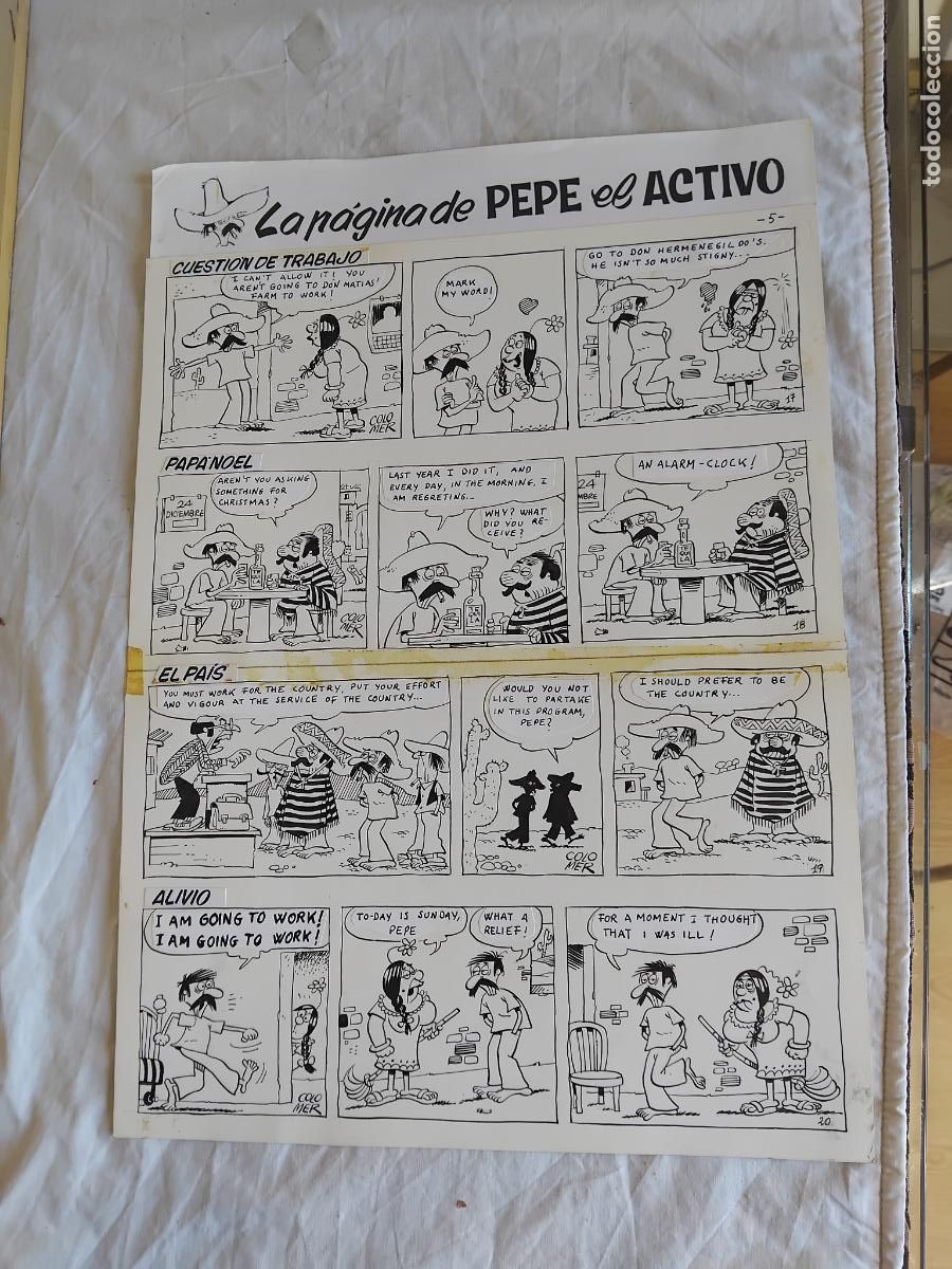 C&oacute;mics: PAGINA ORIGINAL DE COLOMER. PEPE EL ACTIVO. - Foto 1