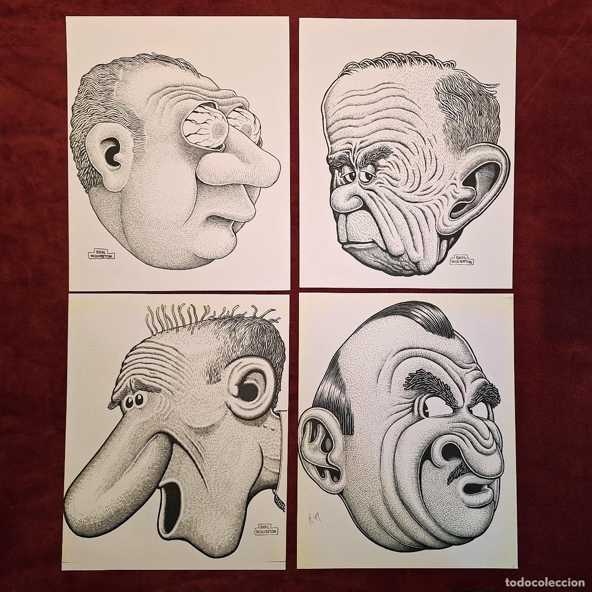 C&oacute;mics: Lote de 4 p&aacute;ginas de Basil Wolverton [cabezas] - Facs&iacute;mil - Foto 1