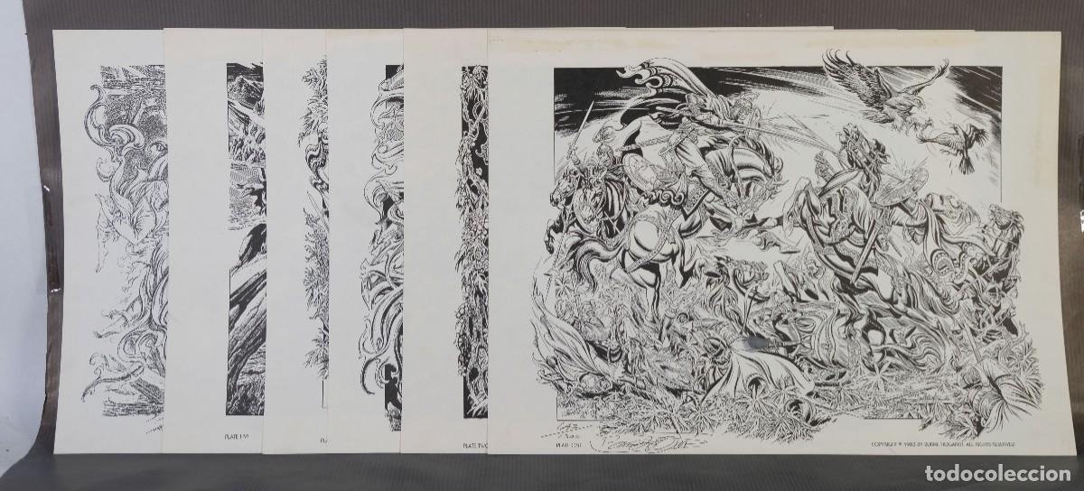 C&oacute;mics: 6 l&aacute;minas en blanco y negro de Burne Hogarth Gaz/1500 - Foto 1