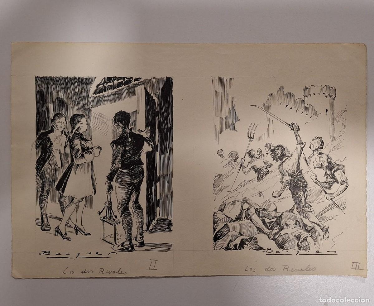 C&oacute;mics: Dos dibujos originales de B&eacute;cquer. - Foto 1