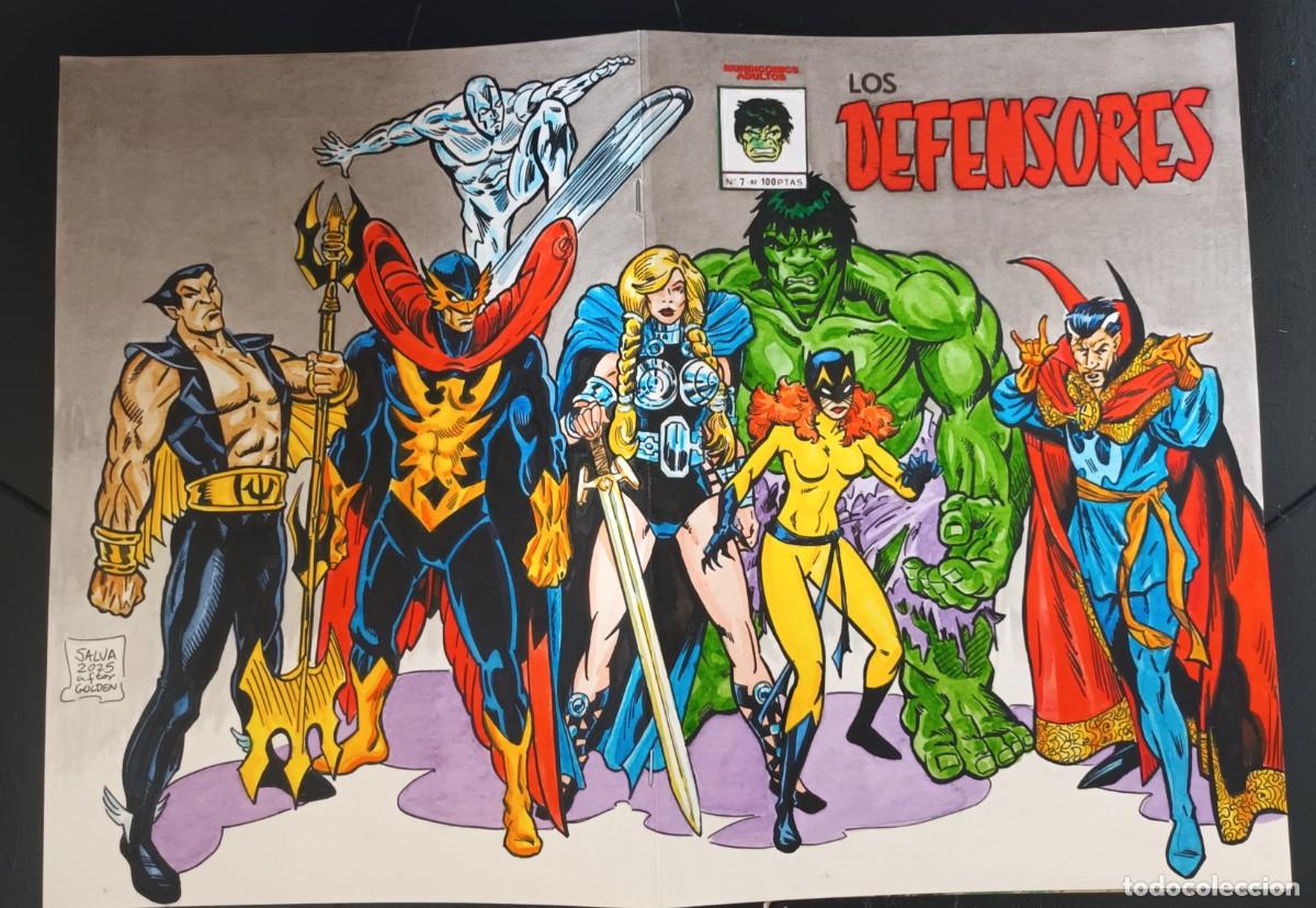 Dibujo original sobre retro blank cover de Los Defensores 7, de Vértice | todocoleccion (Buy It Now)
