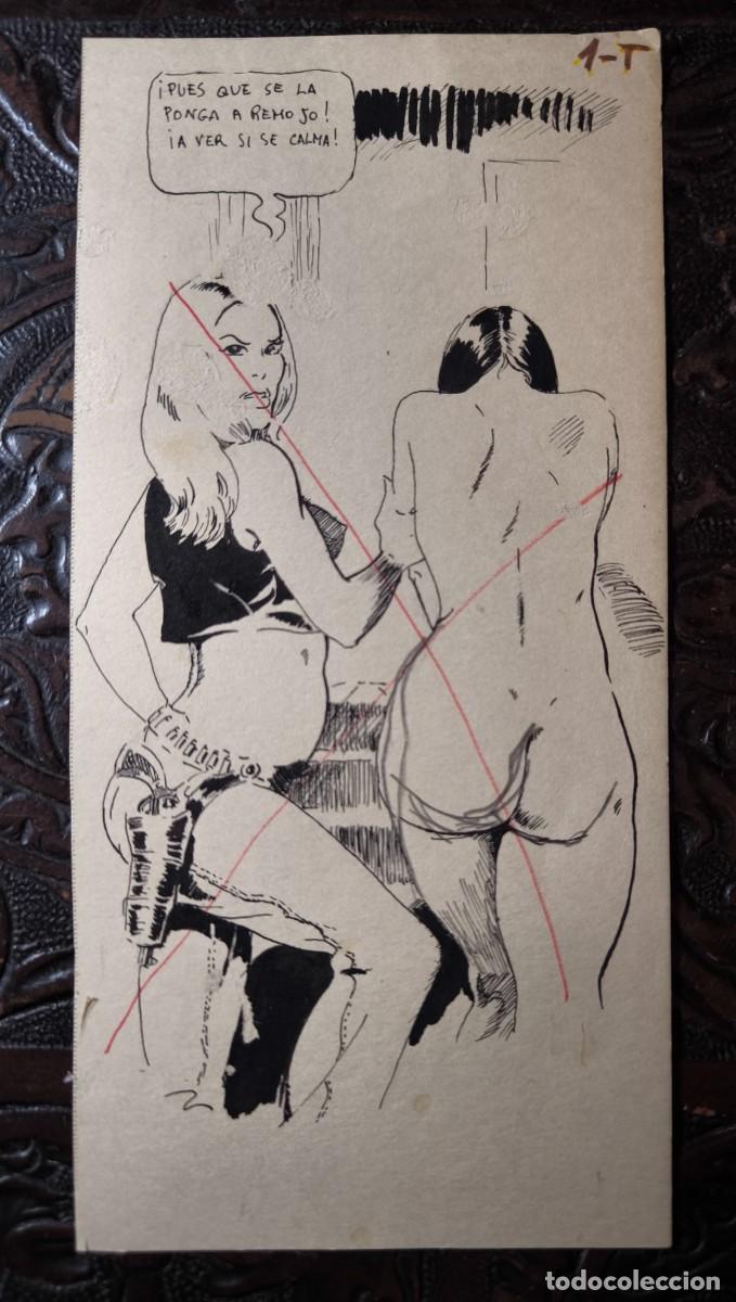 ILUSTRACIÓN DIBUJO A TINTA. Boceto Trabajo. Cómic pulp horror erótico. Escuela Valenciana Años 60/70 | todocoleccion (Buy It Now)