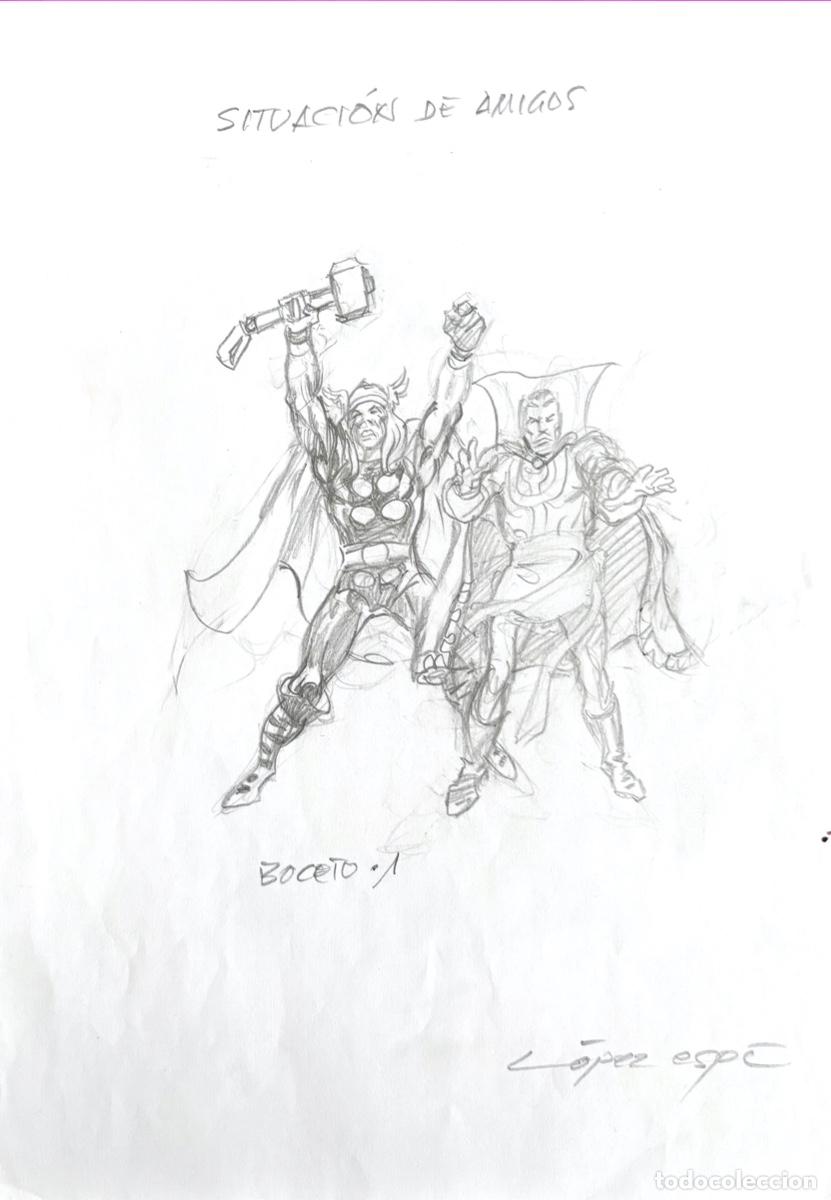 LOPEZ ESPI DIBUJO ORIGINAL THOR Y DR EXTRAÑO | todocoleccion (Buy It Now)