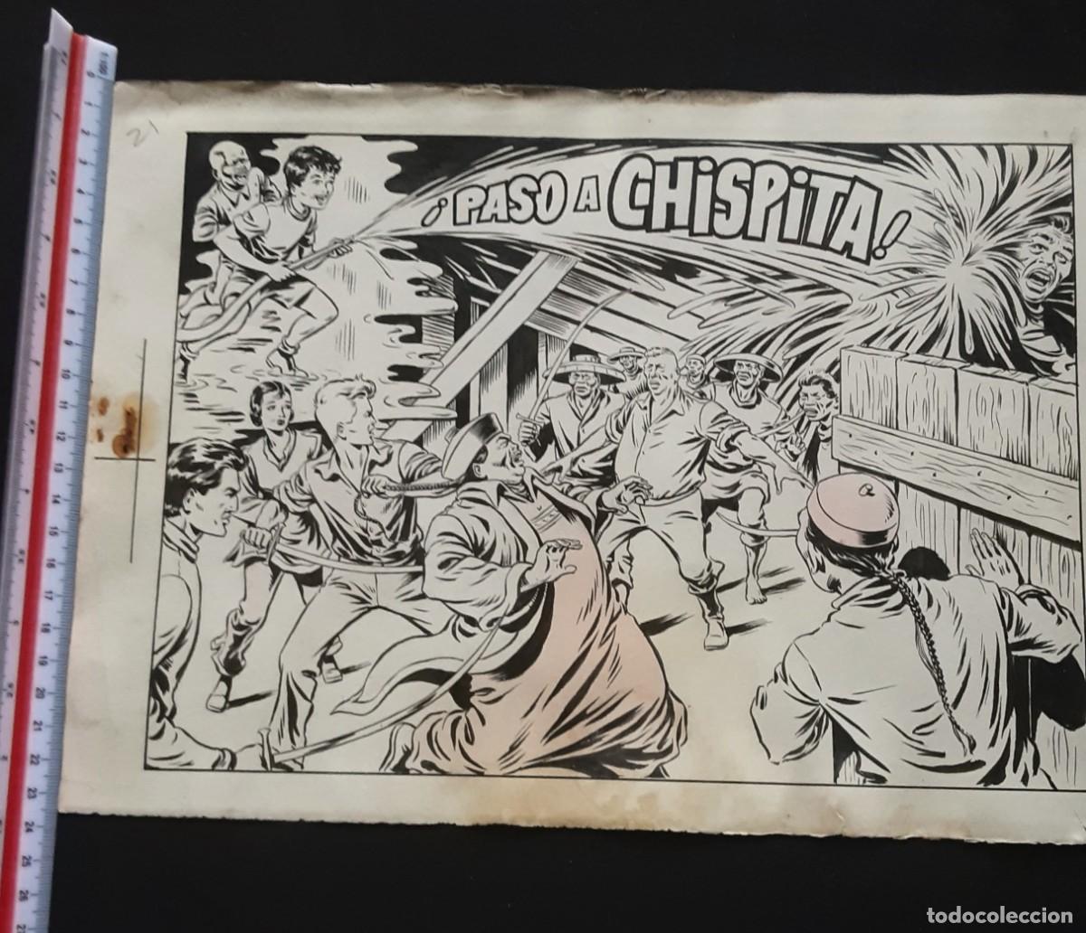 C&oacute;mics: DIBUJO ORIGINAL DE TEBEO/COMIC # CHISPITA 5*AVENTURA N&deg;21 # AMBROS # ED. GRAFIDEA, S.L. # AVENTURAS