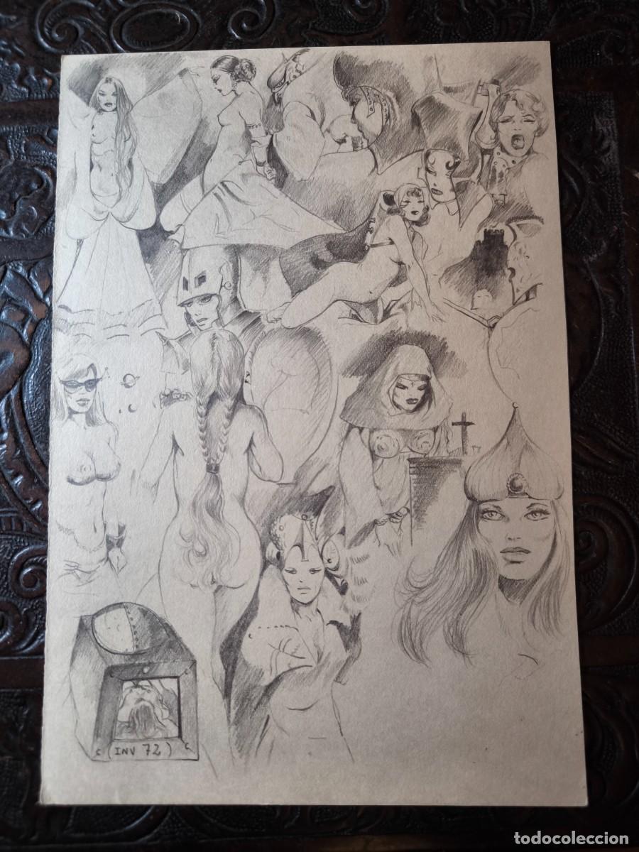C&oacute;mics: ILUSTRACI&Oacute;N DIBUJO A L&Aacute;PIZ. Boceto Trabajo. C&oacute;mic pulp horror er&oacute;tico. Escuela Valenciana A&ntilde;os 60/70