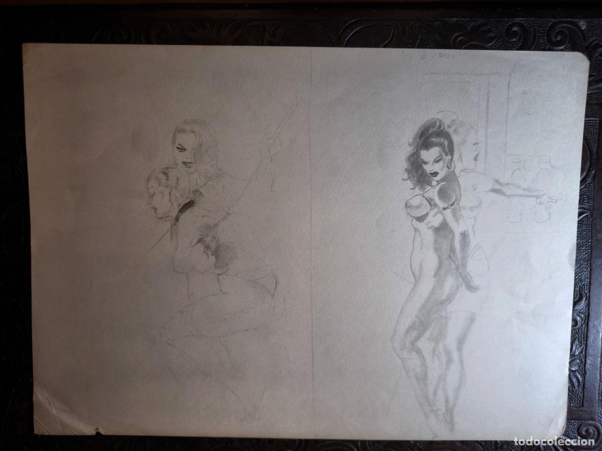 C&oacute;mics: ILUSTRACI&Oacute;N DIBUJO A L&Aacute;PIZ. Boceto Trabajo. C&oacute;mic pulp horror er&oacute;tico. Escuela Valenciana A&ntilde;os 60/70