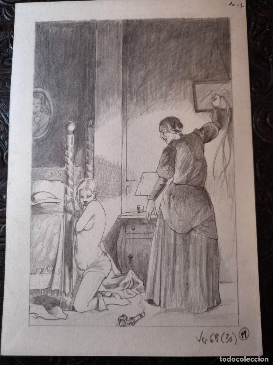 C&oacute;mics: ILUSTRACI&Oacute;N DIBUJO A L&Aacute;PIZ. Boceto Trabajo. C&oacute;mic pulp horror er&oacute;tico. Escuela Valenciana A&ntilde;os 60/70