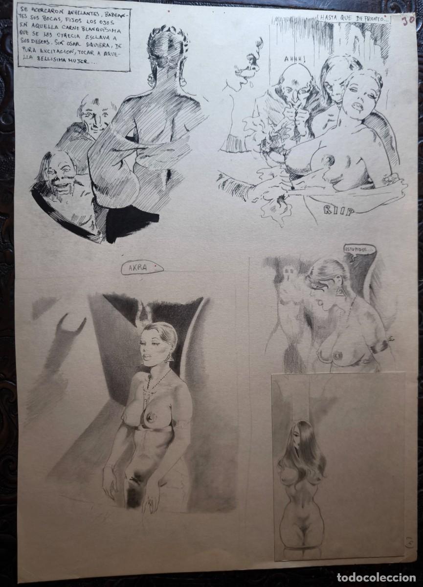 C&oacute;mics: ILUSTRACI&Oacute;N DIBUJO A L&Aacute;PIZ. Boceto Trabajo. C&oacute;mic pulp horror er&oacute;tico. Escuela Valenciana A&ntilde;os 60/70