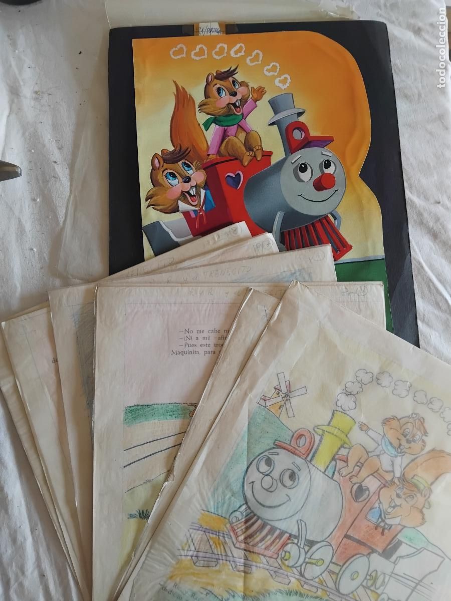 C&oacute;mics: PORTADA ORIGINAL Y LAS 8 PAGINAS DEL CUENTO EL TRENECITO.