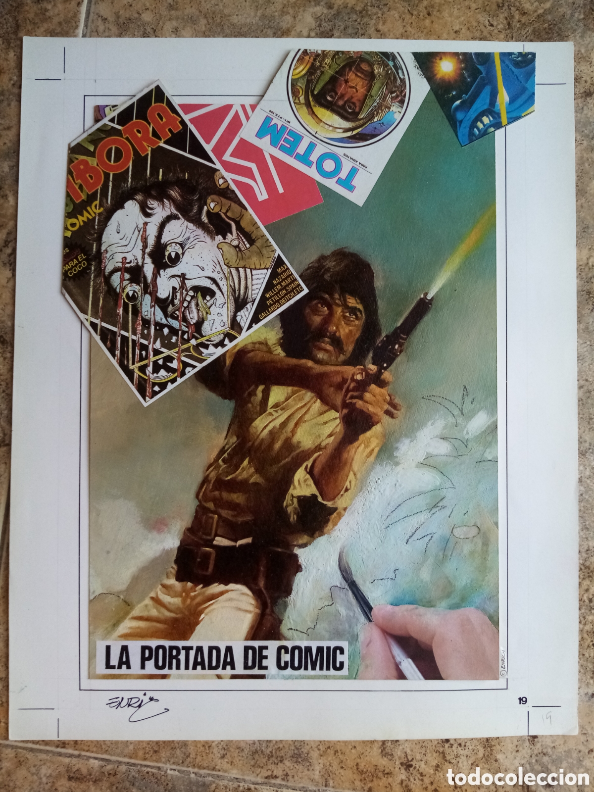 C&oacute;mics: ILUSTRACION ORIGINAL FIRMADO - JOSE MARIA BEA Y ENRIC TORRES PRAT ENRICH (1940) - 28x28 CMTS