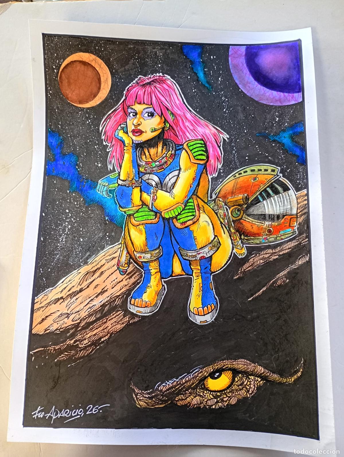 C&oacute;mics: UN RATO SOLA...? . Original a mano, tinta y acuarela, firmado. A3. mejor en mano.