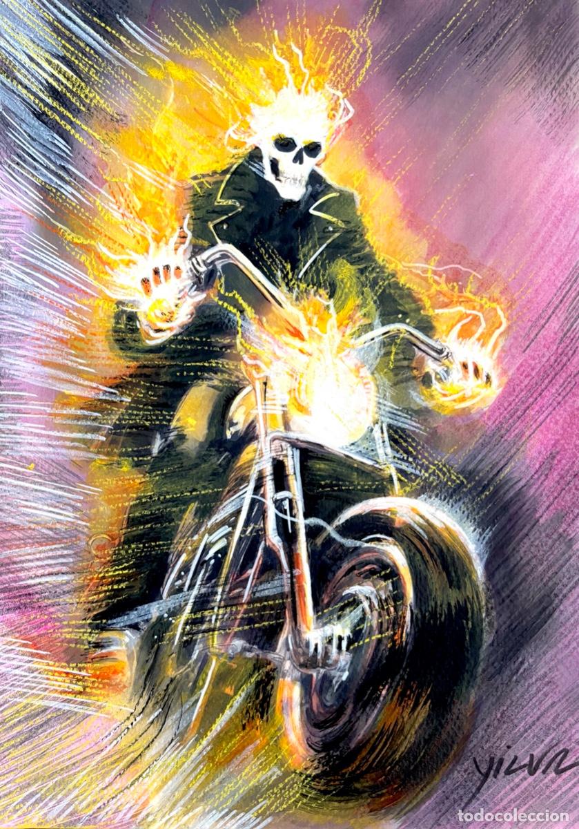 MOTORISTA FANTASMA ILUSTRACION ORIGINAL | todocoleccion (Buy It Now)