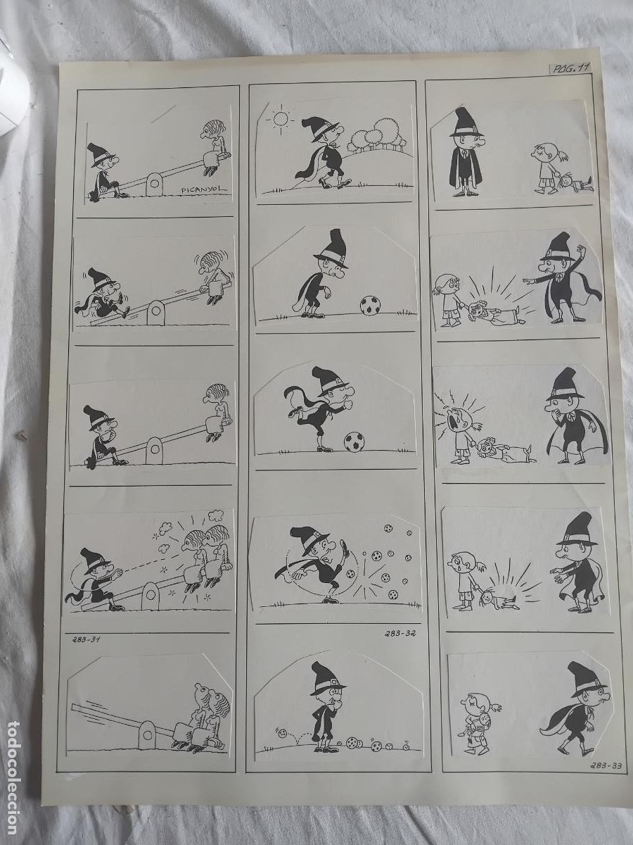 C&oacute;mics: 3 TIRAS DE CINCO DIBUJOS ORIGINALES CADA UNA DE PICANYOL DE OT EL BRUIXOT.