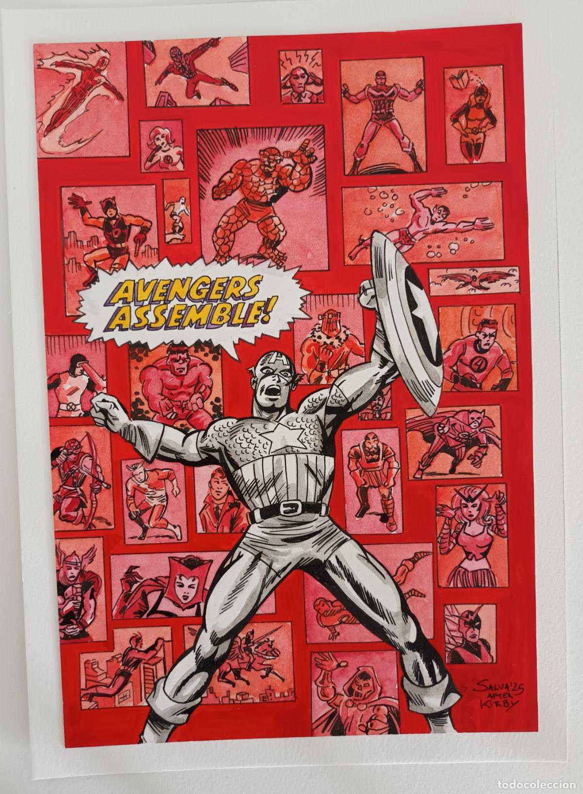 C&oacute;mics: Dibujo original inspirado en el trabajo de Jack Kirby. Tama&ntilde;o A4 aprox.