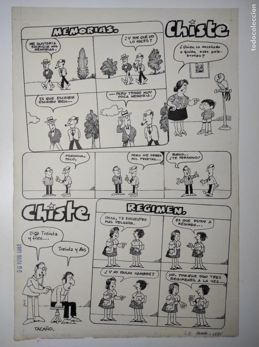 Comics : UNA PLANCHA ORIGINAL CHISTE SEGURAMENTE POR EDGAR PUBLICADA EN EL JAIMITO N&ordm; 1586