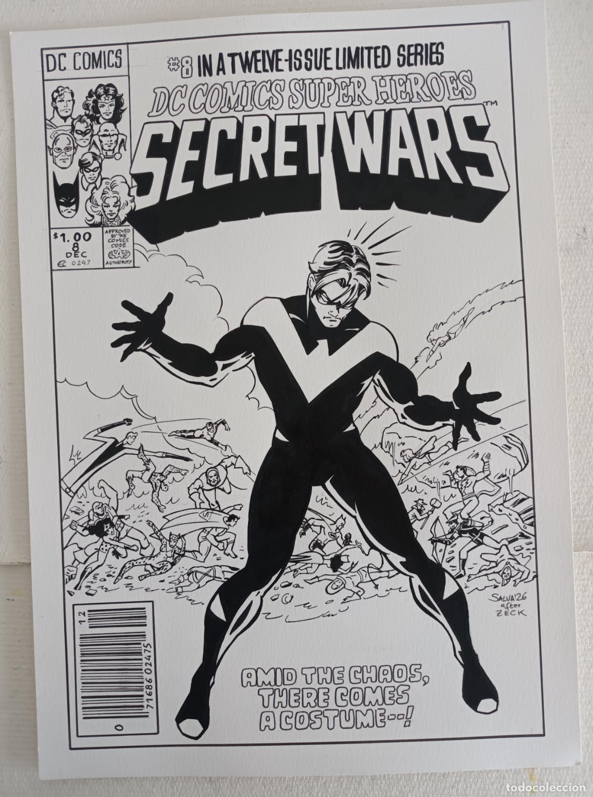 C&oacute;mics: Secret Wars n. 8, versi&oacute;n DC. Dibujo original formato A3