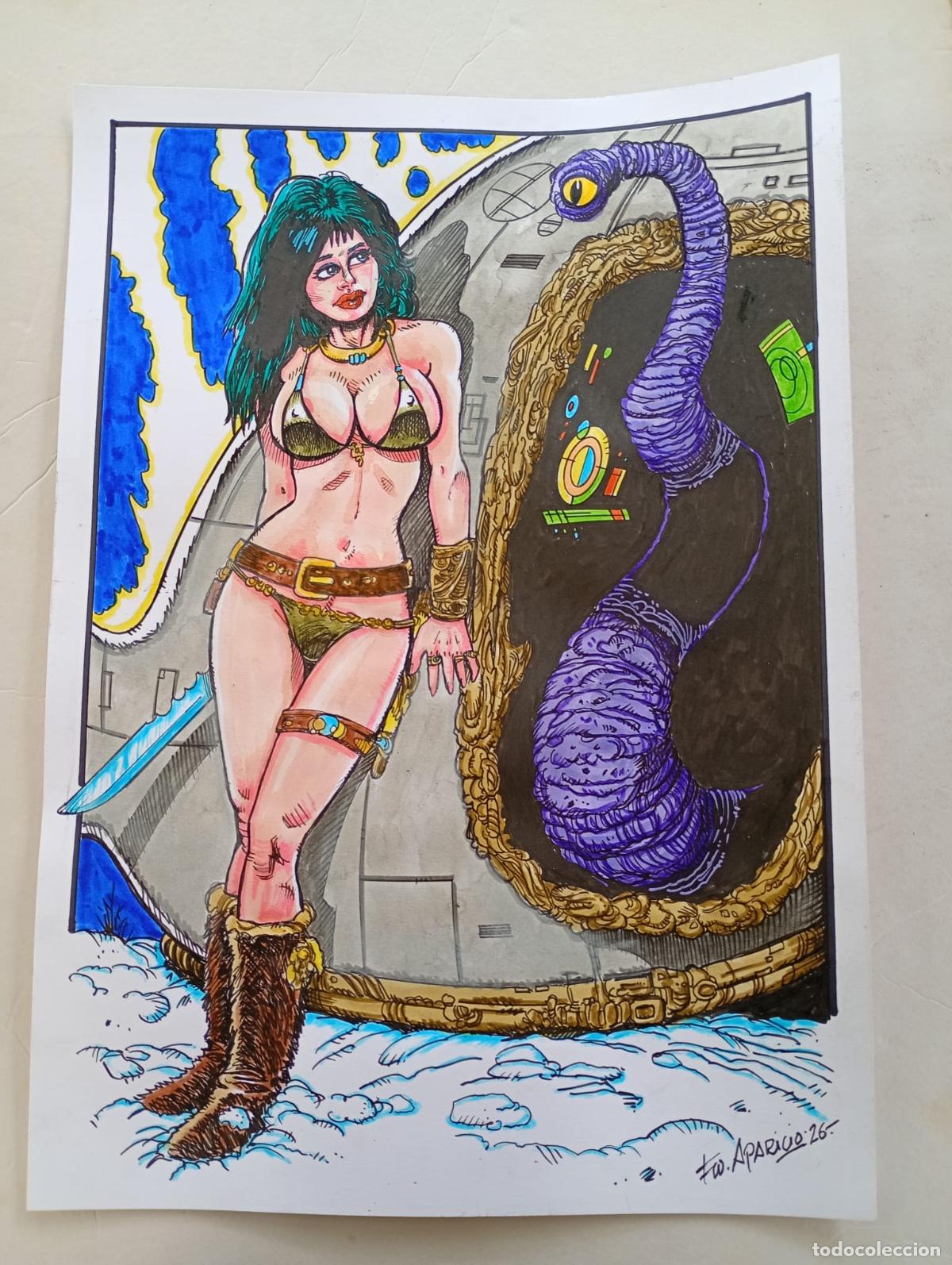 C&oacute;mics: ESPIAR AL ESPIA . Original a mano, tinta y acuarela, firmado. A3. mejor en mano.