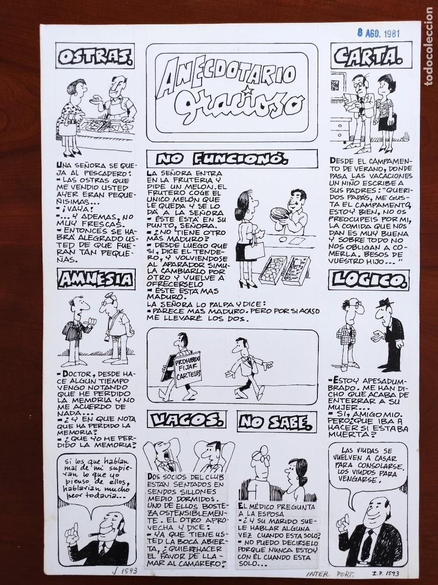 Comics : UNA PLANCHA ORIGINAL ANECDOTARIO GRACIOSO SEGURAMENTE POR EDGAR PUBLICADA JAIMITO N&ordm; 1593