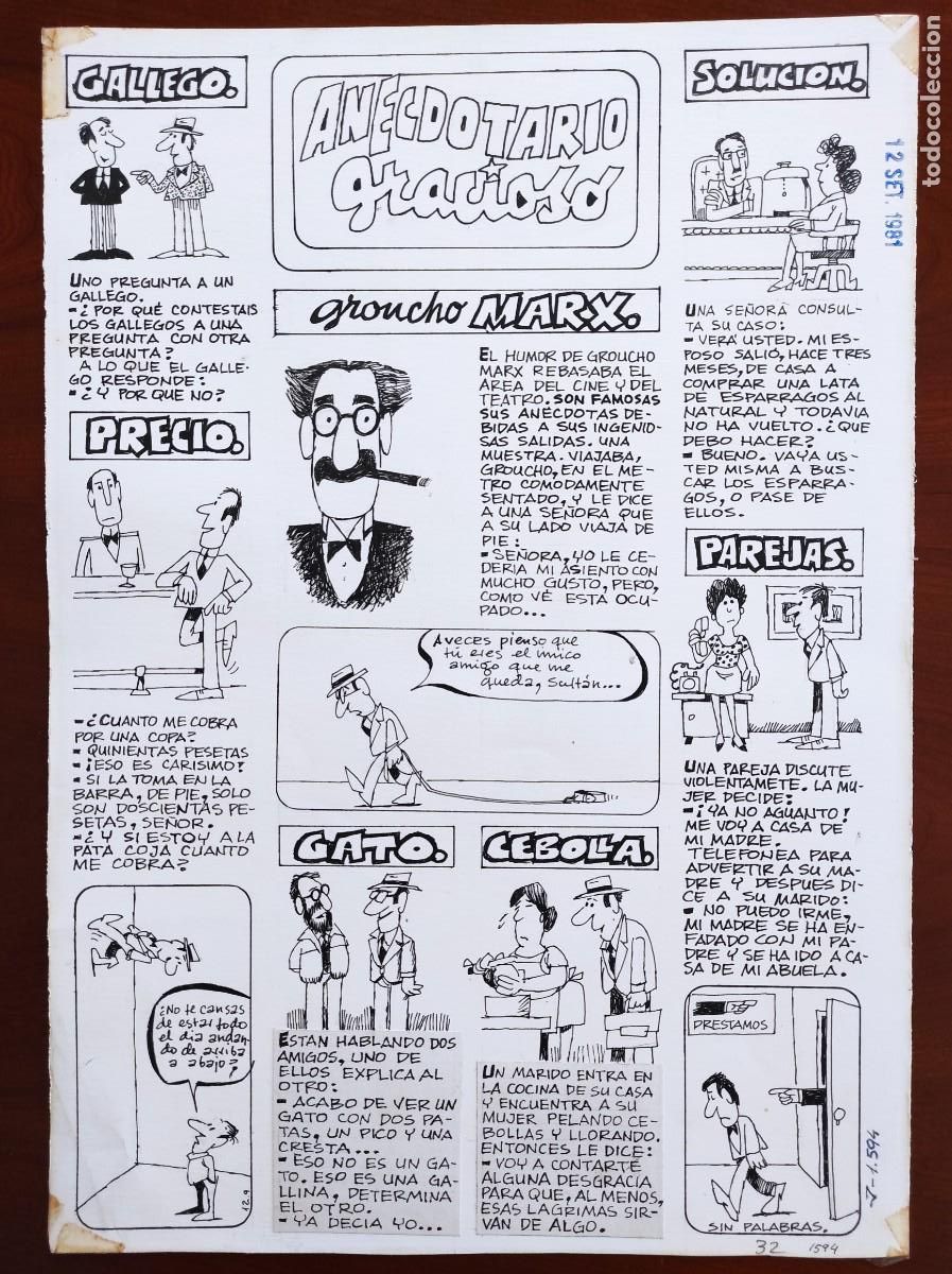 Comics : UNA PLANCHA ORIGINAL ANECDOTARIO GRACIOSO SEGURAMENTE POR EDGAR PUBLICADA JAIMITO N&ordm; 1594