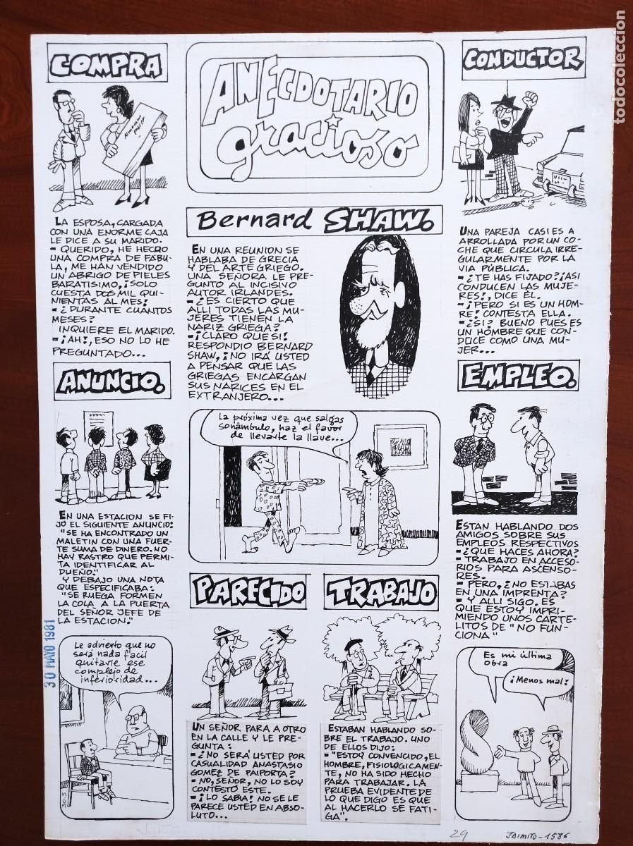Comics: UNA PLANCHA ORIGINAL ANECDOTARIO GRACIOSO SEGURAMENTE POR EDGAR PUBLICADA JAIMITO N&ordm; 1586