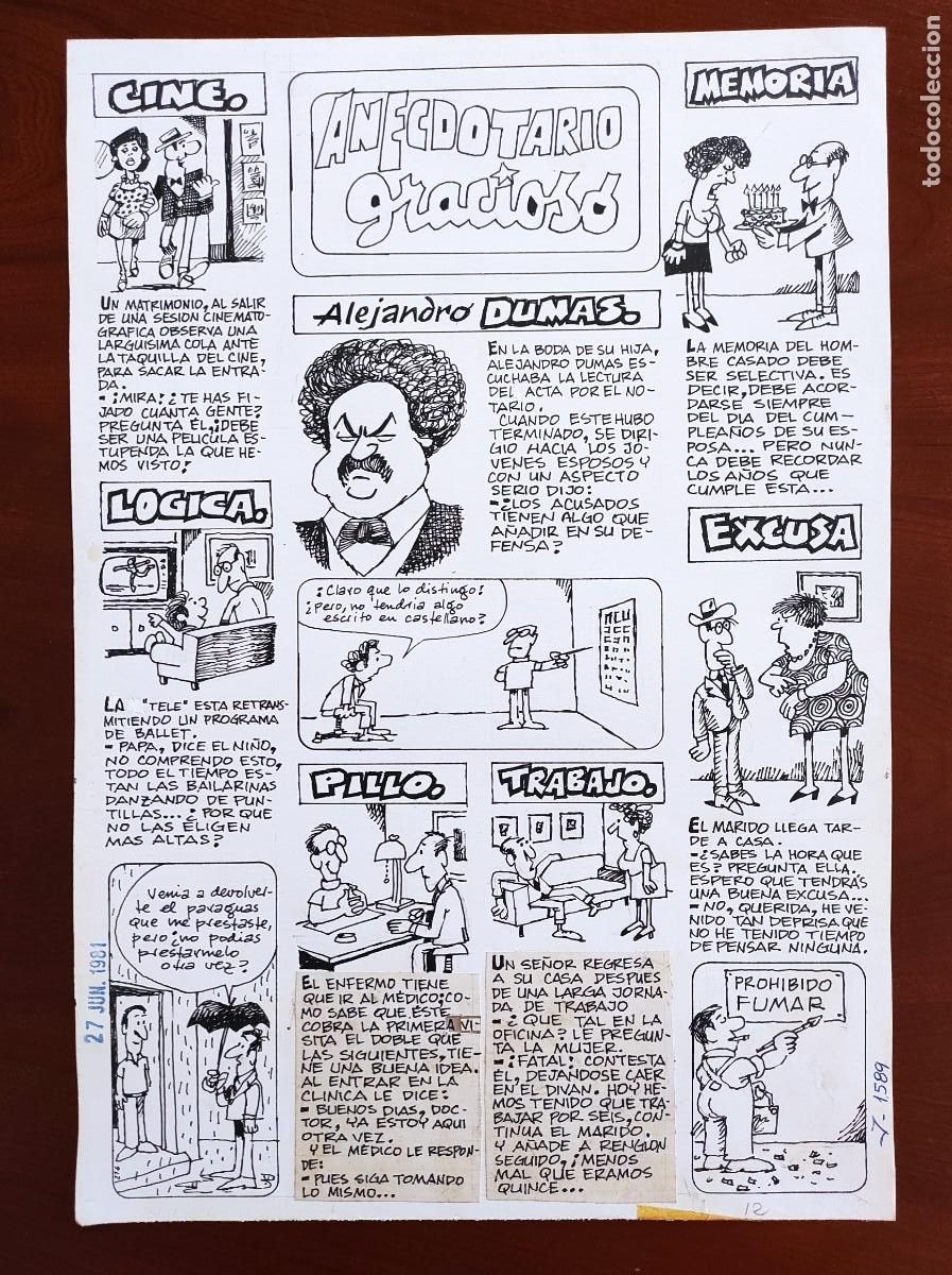 Comics : UNA PLANCHA ORIGINAL ANECDOTARIO GRACIOSO SEGURAMENTE POR EDGAR PUBLICADA JAIMITO N&ordm; 1589