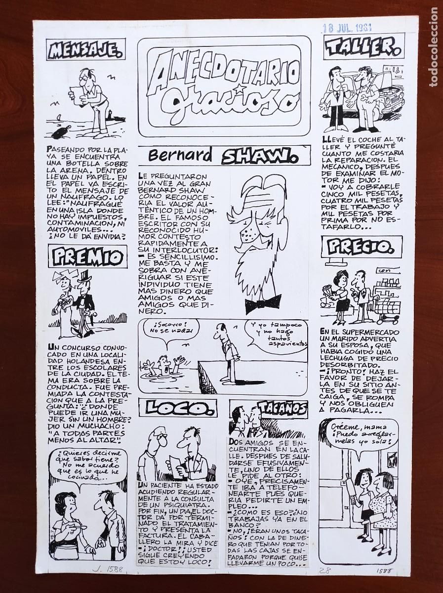 Comics : UNA PLANCHA ORIGINAL ANECDOTARIO GRACIOSO SEGURAMENTE POR EDGAR PUBLICADA JAIMITO N&ordm; 1588