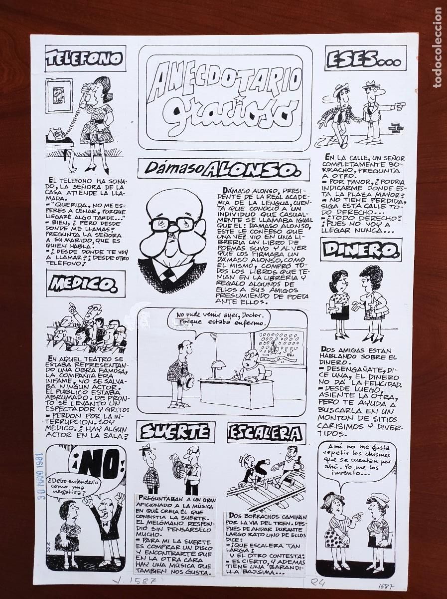 Comics : UNA PLANCHA ORIGINAL ANECDOTARIO GRACIOSO SEGURAMENTE POR EDGAR PUBLICADA JAIMITO N&ordm; 1587