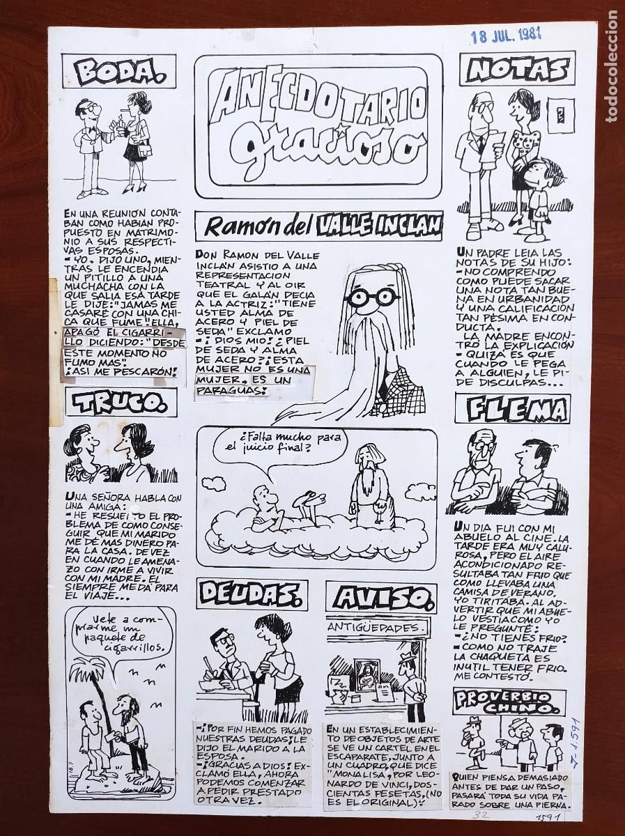 Comics : UNA PLANCHA ORIGINAL ANECDOTARIO GRACIOSO SEGURAMENTE POR EDGAR PUBLICADA JAIMITO N&ordm; 1591