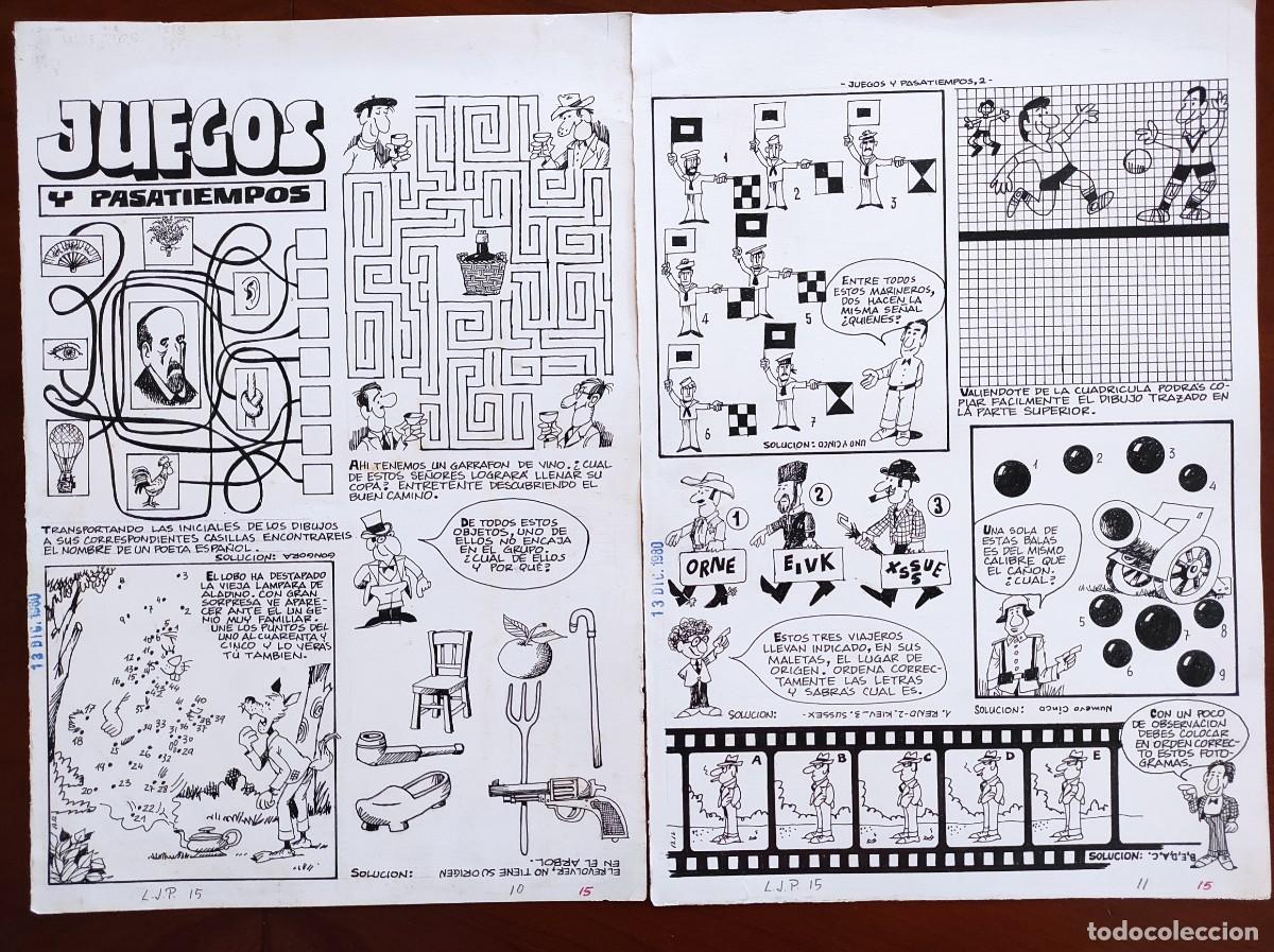 Comics : 2 PLANCHAS ORIGINALES JUEGOS Y PASATIEMPOS POR EDGAR PUBLICADA LIBRO DE JUEGOS PUMBY 15