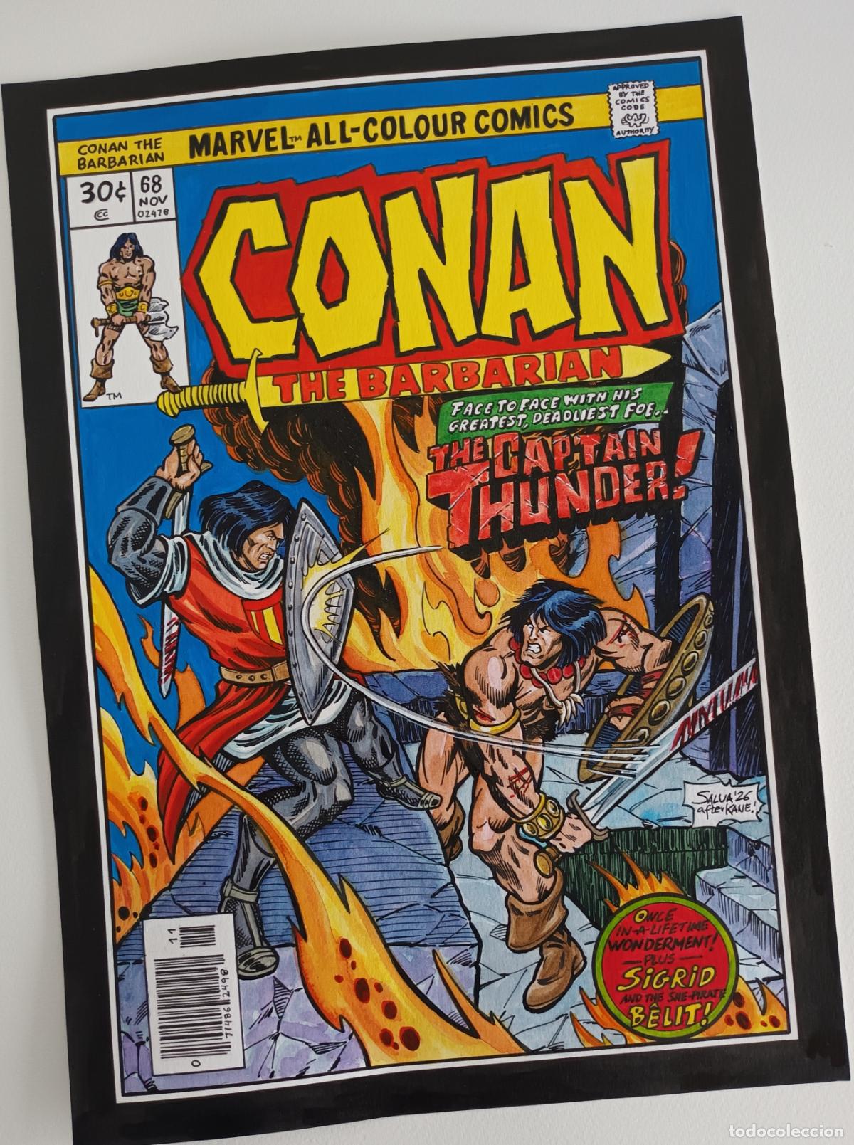 C&oacute;mics: Conan contra el Capitan Trueno. Dibujo original en formato A3