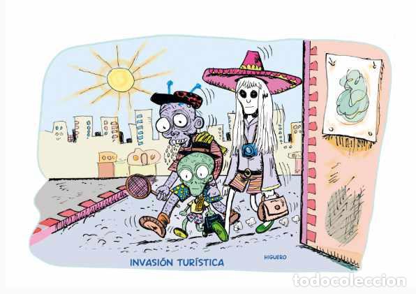 C&oacute;mics: Print l&aacute;mina de Chiste Gr&aacute;fico, c&oacute;mic, de Higuero, titulado INVASI&Oacute;N TUR&Iacute;STICA. En DIN A4