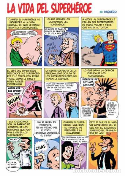 Comics: Print l&aacute;mina de p&aacute;gina de c&oacute;mic de LA VIDA DEL SUPERH&Eacute;ROE, de Higuero. En DIN A3