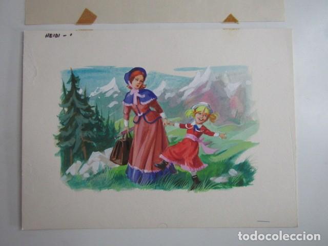 C&oacute;mics: PINTURA ORIGINAL GOUACHE ILUSTRADOR &rdquo;DELFIN VILLA&rdquo; - HEIDI - LIBROS JUVENILES VOL. 9 - MAVES