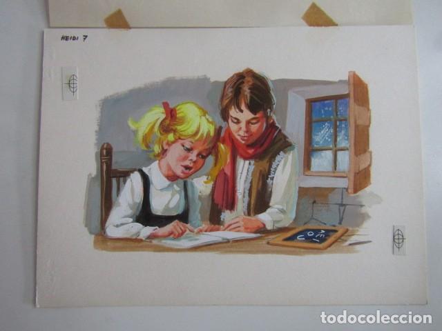 C&oacute;mics: PINTURA ORIGINAL GOUACHE ILUSTRADOR &rdquo;DELFIN VILLA&rdquo; - HEIDI - LIBROS JUVENILES VOL. 9 - MAVES